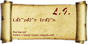 Lázár Irén névjegykártya